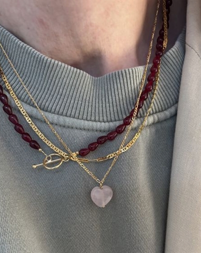 Stine A - Love Drop Halskæde - Burgundy